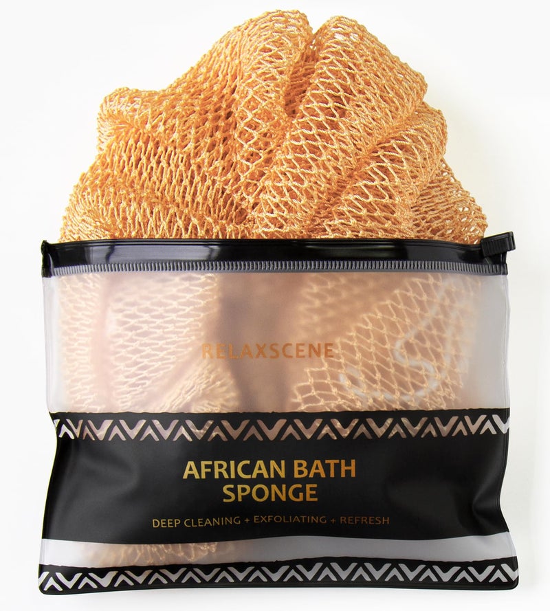RelaxScene African Net Sponge Authentic - Real African Exfoliating Sponge with Knots - African Net Washcloths for Body Scrubber Exfoliator - Back Scrub for Shower - Image 1
